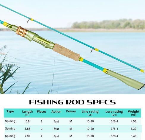 THKFISH Fishing Rods, Spinning & Casting Rods, 2Pcs Pack Carbon Fiber Fishing Pole, Cork Handle Fishing Rods,Stainless Steel Guides with Ceramic Guide Ring,Fast Action,5’9",6’9",7’9" in Saudi Arabia