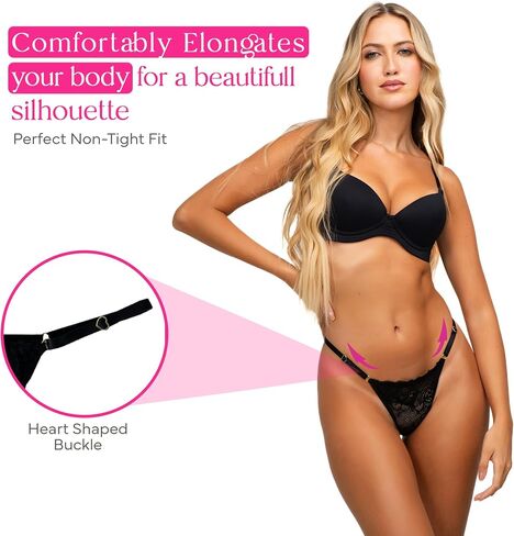 Set of 4 Womens Sexy Thong Panties in Lace with Heart-Shaped Side Adjustments in Saudi Arabia