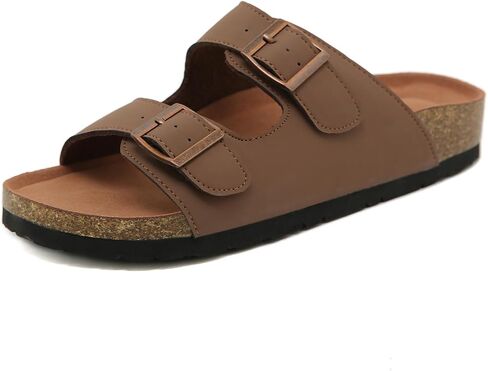 Womens Cork Footbed Slide Sandals, Open Toe Slides Sandals Adjustable Buckle Summer Beach Sandals with Arch Support in Saudi Arabia