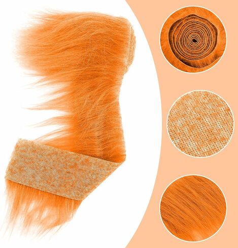1Pc Shaggy Plush Faux Fur Fabric Precut Strips 4x100inch Orange Fur Fluffy Fuzzy Craft Fur for Gnomes Beard Santa Claus Hair Dwarf Cosplay Costume DIY Craft Decoration (Orange) in Saudi Arabia