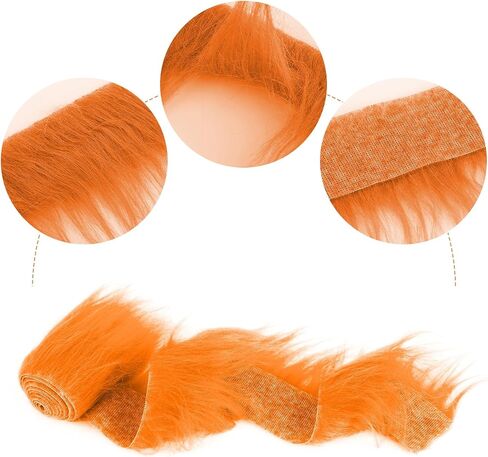 1Pc Shaggy Plush Faux Fur Fabric Precut Strips 4x100inch Orange Fur Fluffy Fuzzy Craft Fur for Gnomes Beard Santa Claus Hair Dwarf Cosplay Costume DIY Craft Decoration (Orange) in Saudi Arabia