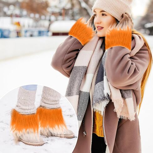 1Pc Shaggy Plush Faux Fur Fabric Precut Strips 4x100inch Orange Fur Fluffy Fuzzy Craft Fur for Gnomes Beard Santa Claus Hair Dwarf Cosplay Costume DIY Craft Decoration (Orange) in Saudi Arabia