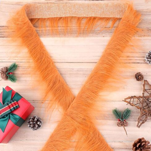 1Pc Shaggy Plush Faux Fur Fabric Precut Strips 4x100inch Orange Fur Fluffy Fuzzy Craft Fur for Gnomes Beard Santa Claus Hair Dwarf Cosplay Costume DIY Craft Decoration (Orange) in Saudi Arabia