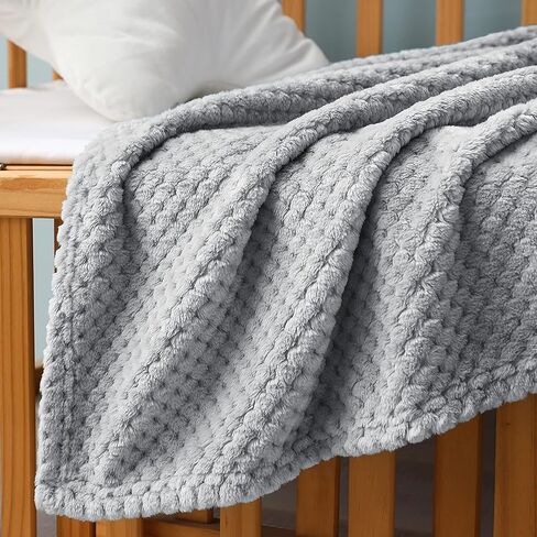 Exclusivo Mezcla Waffle Textured Fleece Baby Blanket, Soft and Warm Swaddle Blanket, Infant, Newborn, Toddler and Kids Receiving Blankets for Crib Stroller (Light Grey, 30x40 inches) in Saudi Arabia