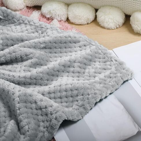 Exclusivo Mezcla Waffle Textured Fleece Baby Blanket, Soft and Warm Swaddle Blanket, Infant, Newborn, Toddler and Kids Receiving Blankets for Crib Stroller (Light Grey, 30x40 inches) in Saudi Arabia