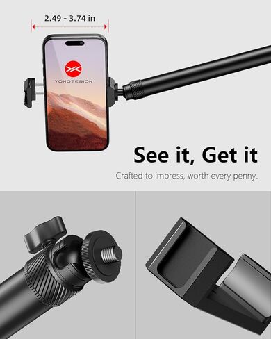 حامل هاتف للتسجيل، حامل هاتف معدني مرن مطور للمكتب مع ذراع مفصلية، حامل هاتف علوي قابل للإمالة بزاوية 360 درجة للتصوير والاجتماعات والطهي والرسم والحرفية in Kuwait