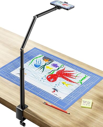 حامل هاتف للتسجيل، حامل هاتف معدني مرن مطور للمكتب مع ذراع مفصلية، حامل هاتف علوي قابل للإمالة بزاوية 360 درجة للتصوير والاجتماعات والطهي والرسم والحرفية in Kuwait