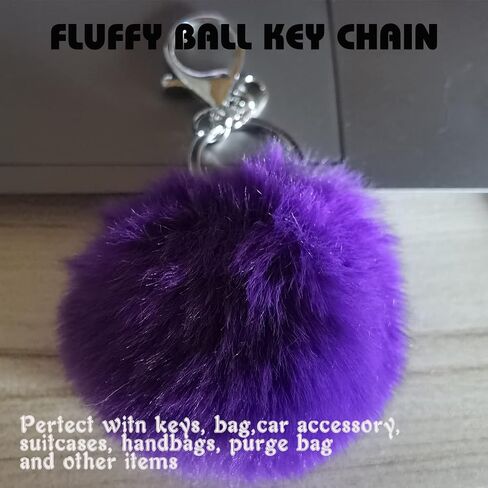 7 Pieces Fluffy Car Accessories Set, Cute Fluffy Steering Wheel Cover Set Faux Wool Seatbelt Shoulder Pads Auto Center Console Armrest Pads Fuzz Handbrake Cover Gear Shift Cover Furry Keychain(Purple) in Saudi Arabia