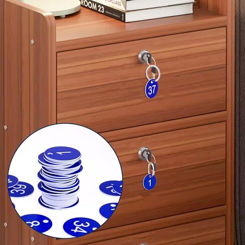 Plastic ID Number Tags, 1-50 Number Colorful Marking Identification Tag, Numbered Tags Round Hole Hang Tags, Number Tags Keychain Number Label Round Number Key Ring(Blue) in Saudi Arabia