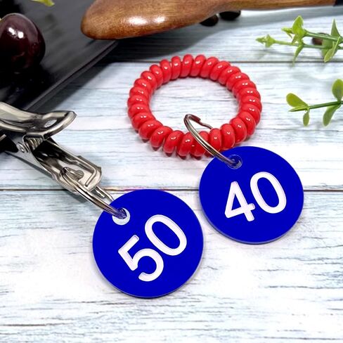 Plastic ID Number Tags, 1-50 Number Colorful Marking Identification Tag, Numbered Tags Round Hole Hang Tags, Number Tags Keychain Number Label Round Number Key Ring(Blue) in Saudi Arabia