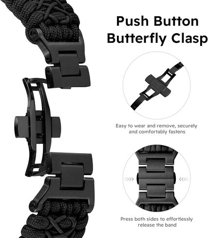 Tefeca Titan Series Paracord Band Compatible with Apple Watch 49mm 45mm 44mm 42mm, Ultra/Ultra2 Series 9/8/SE2/7/6/SE/5/4/3/2/1 in Saudi Arabia