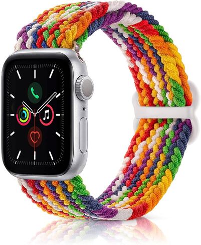 حزام احتفالي رياضي مرن مضفر متوافق مع Apple iWatch Series 8 7 6 5 4 3 2 1 SE Ultra النساء والرجال in Saudi Arabia