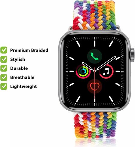 حزام احتفالي رياضي مرن مضفر متوافق مع Apple iWatch Series 8 7 6 5 4 3 2 1 SE Ultra النساء والرجال in Saudi Arabia