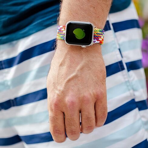SunnyCloud Band Celebration Theme Braided Elastic Sport Compatible With Apple iWatch Series 8 7 6 5 4 3 2 1 SE Ultra Women Men in Saudi Arabia