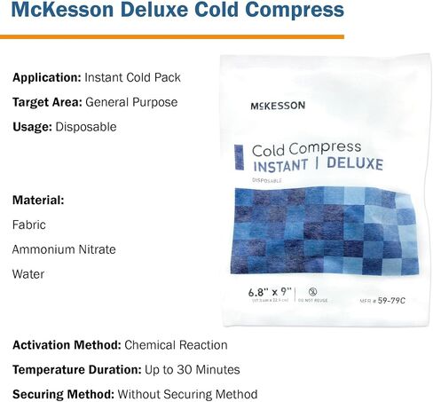 McKesson Cold Compress Deluxe, Instant Cold Pack, Disposable, 6 4/5 in x 9 in, 1 Count, 24 Packs, 24 Total in Saudi Arabia