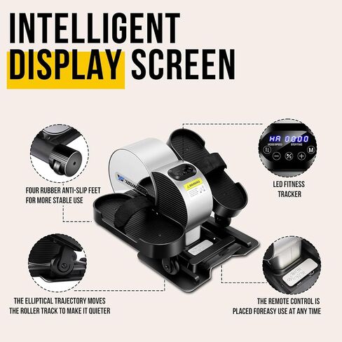 Under Desk Elliptical - Portable and Quiet Leg Exerciser While Sitting for Seniors with Remote and App Control, LCD Display, Electric Seated Pedal Ellipse Machine for Home, Office in Saudi Arabia