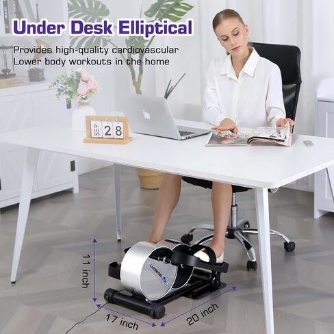 Under Desk Elliptical - Portable and Quiet Leg Exerciser While Sitting for Seniors with Remote and App Control, LCD Display, Electric Seated Pedal Ellipse Machine for Home, Office in Saudi Arabia