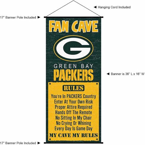 لافتة من Green Bay Packers Man Cave Fan، لتمرير الباب على الحائط in Saudi Arabia