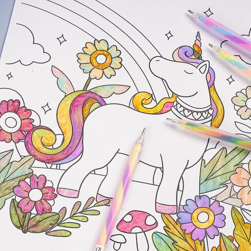 قلم حبر جل متغير اللون من NiArt Spectra Swirl 18 عبوة، 1.2 مم/0.047 بوصة طرف دائري رفيع، أسطوانة شفافة، حبر باستيل نيون متدرج بألوان قوس قزح نابضة بالحياة للكتابة والرسم واليوميات وغير سامة in Kuwait