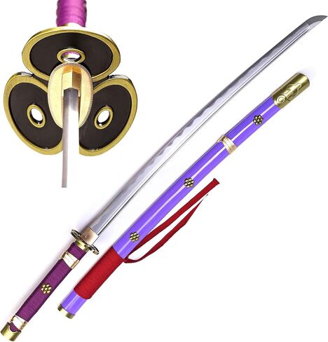 Hejiu Roronoa Zoro Katana، Yama Enma Anime Samurai Cosplay Sword، كاتانا اليابانية المصنوعة يدويًا، سيف طبق الأصل، نسيج أصلي للرسوم المتحركة، 1045 فولاذ كربوني حوالي 41 بوصة بشكل عام in Saudi Arabia