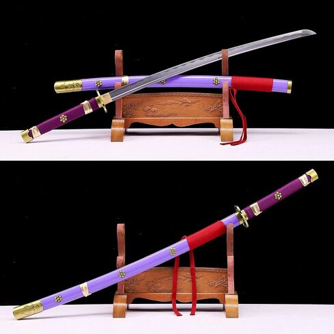 Hejiu Roronoa Zoro Katana، Yama Enma Anime Samurai Cosplay Sword، كاتانا اليابانية المصنوعة يدويًا، سيف طبق الأصل، نسيج أصلي للرسوم المتحركة، 1045 فولاذ كربوني حوالي 41 بوصة بشكل عام in Saudi Arabia