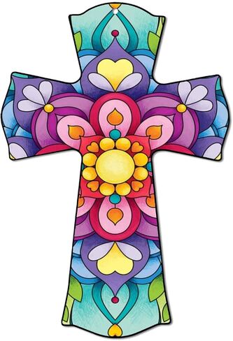 CALUOHO Rustic Cross Wall Decor Hand Painted Wood Wall Art Cross Plaque Mexican Crucifix for Home Church Room Decor Easter Christmas Gifts 8.5x12 inch Floral Wall Cross in Saudi Arabia
