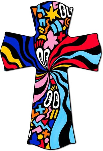 CALUOHO Rustic Cross Wall Decor Hand Painted Wood Wall Art Cross Plaque Mexican Crucifix for Home Church Room Decor Easter Christmas Gifts 8.5x12 inch Floral Wall Cross in Saudi Arabia