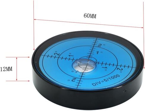 Aluminum alloy high-precision universal horizontal level instrument bubble level tool circle 2.4 inches 60mm (black（Magnetic Blue Inscription）) in Saudi Arabia