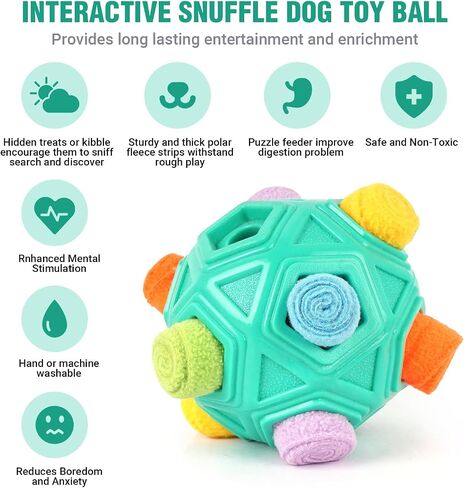 Dog Puzzle Toy Snuffle Ball for Slow Food Training and Stimulating Dogs Treat Dispensing Puppy Toys to Keep Them Busy Interactive Dog Toys for All Breed Sizes, Machine Washable in Saudi Arabia