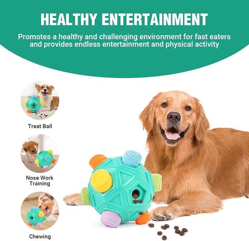 Dog Puzzle Toy Snuffle Ball for Slow Food Training and Stimulating Dogs Treat Dispensing Puppy Toys to Keep Them Busy Interactive Dog Toys for All Breed Sizes, Machine Washable in Saudi Arabia