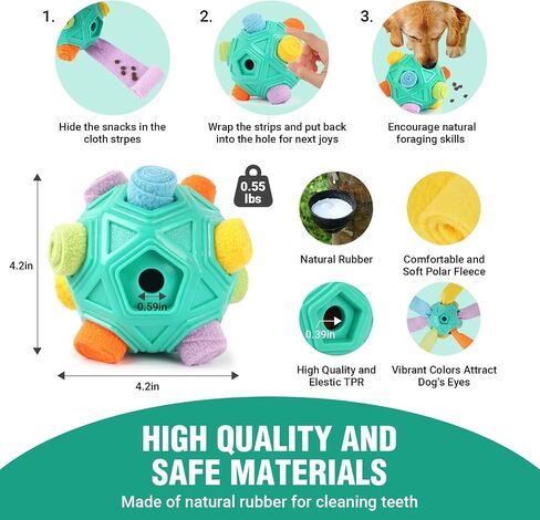 Dog Puzzle Toy Snuffle Ball for Slow Food Training and Stimulating Dogs Treat Dispensing Puppy Toys to Keep Them Busy Interactive Dog Toys for All Breed Sizes, Machine Washable in Saudi Arabia
