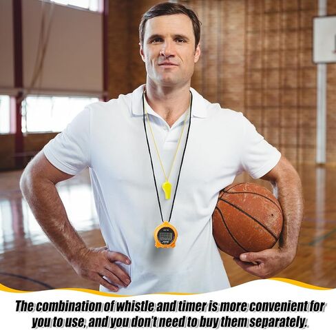 48 Pcs Digital Stopwatch Timer Plastic Whistle Bulk for Sports Coaches Referee Waterproof Watch Timer Whistle with Lanyard Multi Function Electronic Fitness Date Alarm in Saudi Arabia