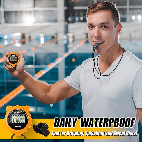48 Pcs Digital Stopwatch Timer Plastic Whistle Bulk for Sports Coaches Referee Waterproof Watch Timer Whistle with Lanyard Multi Function Electronic Fitness Date Alarm in Saudi Arabia