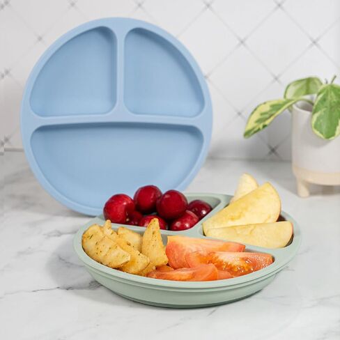 Baby Plates 4 Pack, 100% Silicone Toddler Plates, Suction Plates for Baby, Divided Design, BPA Free, Dishwasher & Microwave Safe in Saudi Arabia
