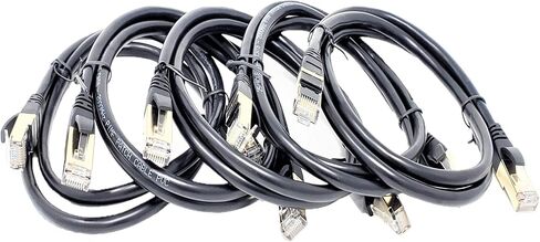 3 Feet Cat8 SFTP RJ45 Patch 26AWG Cable (Black) 5-Pack (E12-003B-5) in Saudi Arabia