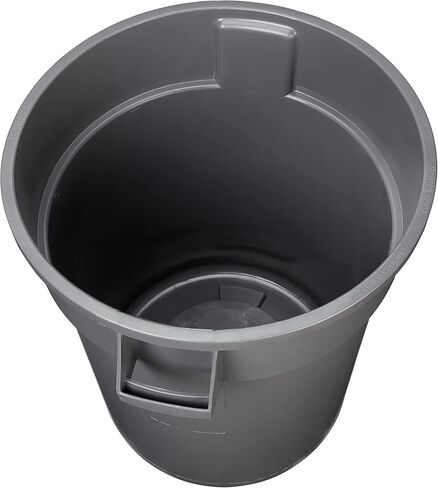 AmazonCommercial - سلة قمامة مستديرة شديدة التحمل، رمادية، 32 جالونًا (عبوة من قطعتين) in Kuwait