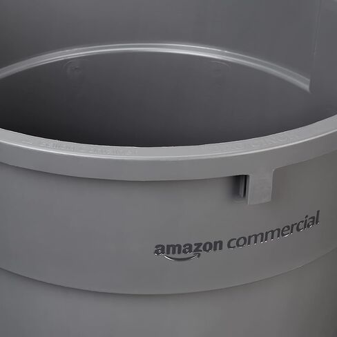 AmazonCommercial - سلة قمامة مستديرة شديدة التحمل، رمادية، 32 جالونًا (عبوة من قطعتين) in Saudi Arabia