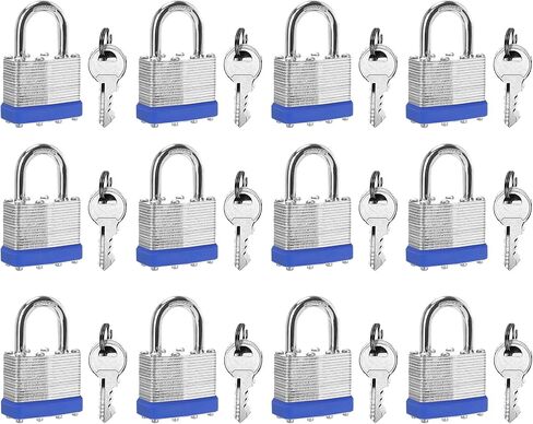 Keyed Alike Laminated Steel Padlocks, (40mm) Wide，2 Pack Normal Shackle Padlock，Blue Hoop，for Gym Locker & StorageUnit or More in Saudi Arabia