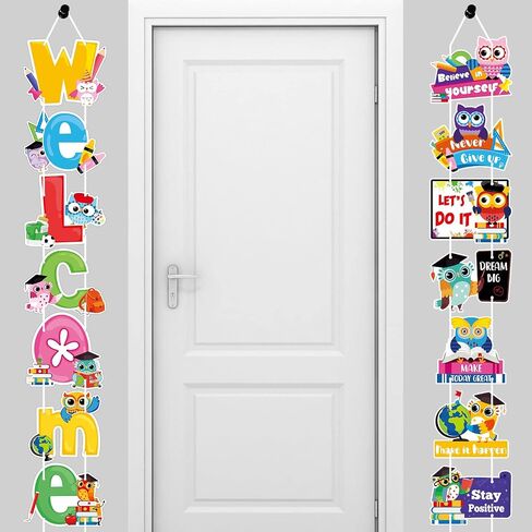 14 Pcs Owl Welcome Back to School Door Sign Owl Classroom Hanging Welcome Door Banner Bulletin Board Backdrop for School Office Owl Party Decor for Pre School Primary High School Classroom Decorations in Saudi Arabia