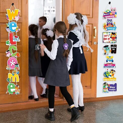 14 Pcs Owl Welcome Back to School Door Sign Owl Classroom Hanging Welcome Door Banner Bulletin Board Backdrop for School Office Owl Party Decor for Pre School Primary High School Classroom Decorations in Saudi Arabia