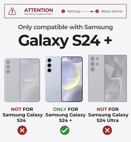 حافظة Dexnor لهاتف Samsung Galaxy S24 Plus مع غطاء كاميرا منزلق مدمج وواقي شاشة ومسند، حافظة متينة مقاومة للصدمات وغطاء واقٍ لكامل الجسم لهاتف Galaxy S24 Plus (2024)، أسود in Saudi Arabia