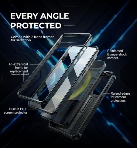 حافظة Dexnor لهاتف Samsung Galaxy S24 Plus مع غطاء كاميرا منزلق مدمج وواقي شاشة ومسند، حافظة متينة مقاومة للصدمات وغطاء واقٍ لكامل الجسم لهاتف Galaxy S24 Plus (2024)، أسود in Saudi Arabia