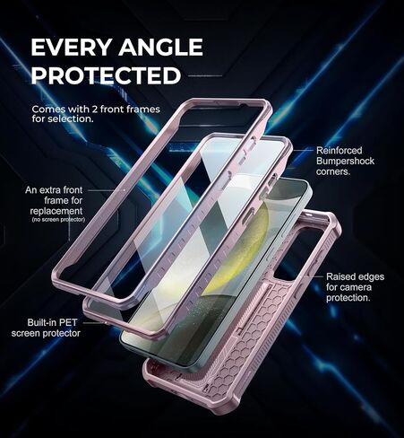 حافظة Dexnor لهاتف Samsung Galaxy S24 Plus مع غطاء كاميرا منزلق مدمج وواقي شاشة ومسند، حافظة متينة مقاومة للصدمات وغطاء واقٍ لكامل الجسم لهاتف Galaxy S24 Plus (2024)، أسود in Saudi Arabia