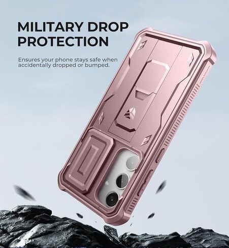 حافظة Dexnor لهاتف Samsung Galaxy S24 Plus مع غطاء كاميرا منزلق مدمج وواقي شاشة ومسند، حافظة متينة مقاومة للصدمات وغطاء واقٍ لكامل الجسم لهاتف Galaxy S24 Plus (2024)، أسود in Saudi Arabia