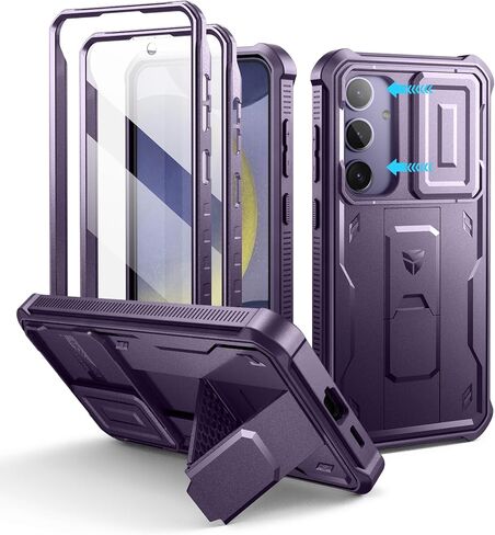 حافظة Dexnor لهاتف Samsung Galaxy S24 Plus مع غطاء كاميرا منزلق مدمج وواقي شاشة ومسند، حافظة متينة مقاومة للصدمات وغطاء واقٍ لكامل الجسم لهاتف Galaxy S24 Plus (2024)، أسود in Saudi Arabia