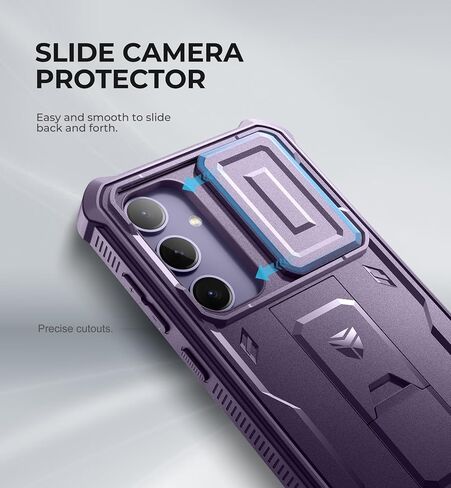 حافظة Dexnor لهاتف Samsung Galaxy S24 Plus مع غطاء كاميرا منزلق مدمج وواقي شاشة ومسند، حافظة متينة مقاومة للصدمات وغطاء واقٍ لكامل الجسم لهاتف Galaxy S24 Plus (2024)، أسود in Saudi Arabia