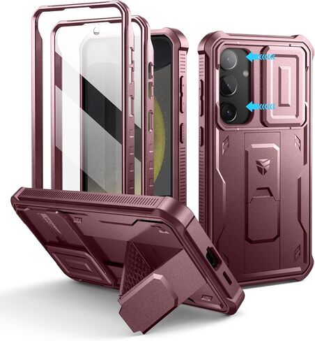 حافظة Dexnor لهاتف Samsung Galaxy S24 Plus مع غطاء كاميرا منزلق مدمج وواقي شاشة ومسند، حافظة متينة مقاومة للصدمات وغطاء واقٍ لكامل الجسم لهاتف Galaxy S24 Plus (2024)، أسود in Kuwait