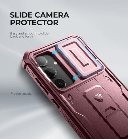 حافظة Dexnor لهاتف Samsung Galaxy S24 Plus مع غطاء كاميرا منزلق مدمج وواقي شاشة ومسند، حافظة متينة مقاومة للصدمات وغطاء واقٍ لكامل الجسم لهاتف Galaxy S24 Plus (2024)، أسود in Kuwait