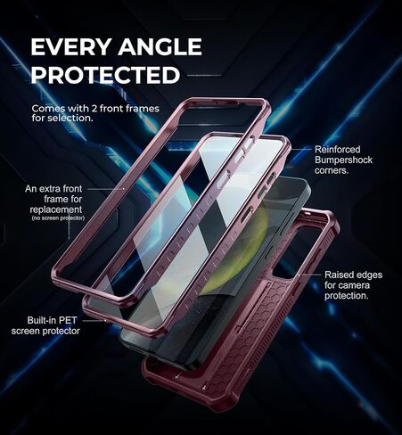 حافظة Dexnor لهاتف Samsung Galaxy S24 Plus مع غطاء كاميرا منزلق مدمج وواقي شاشة ومسند، حافظة متينة مقاومة للصدمات وغطاء واقٍ لكامل الجسم لهاتف Galaxy S24 Plus (2024)، أسود in Kuwait