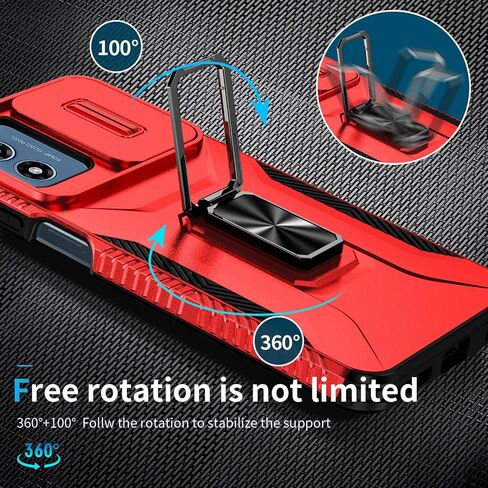 حافظة SunStory لهاتف Motorola Moto G Play 2024 مع واقي شاشة HD وغطاء كاميرا منزلق ومسند، حافظة هاتف Moto G Play 4G 2024 [من الدرجة العسكرية] لهاتف Moto G Play 2024 (أحمر) in Kuwait